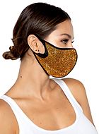 Mundschutzmaske / Mund-Nasen-Schutz, kleine Strasssteine, Gold